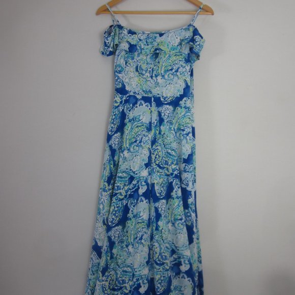 Limited Womens Small Blue Maritime Paisley Dress Knit Ruffle Sundress NWT $99 S - Picture 11 of 11